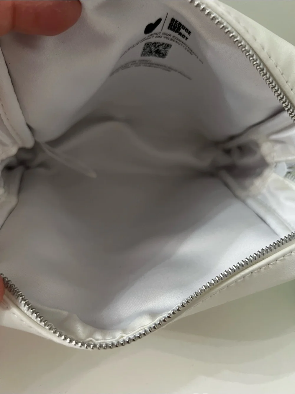 YSL Beauty white Cosmetic Pouch with Gold Logo